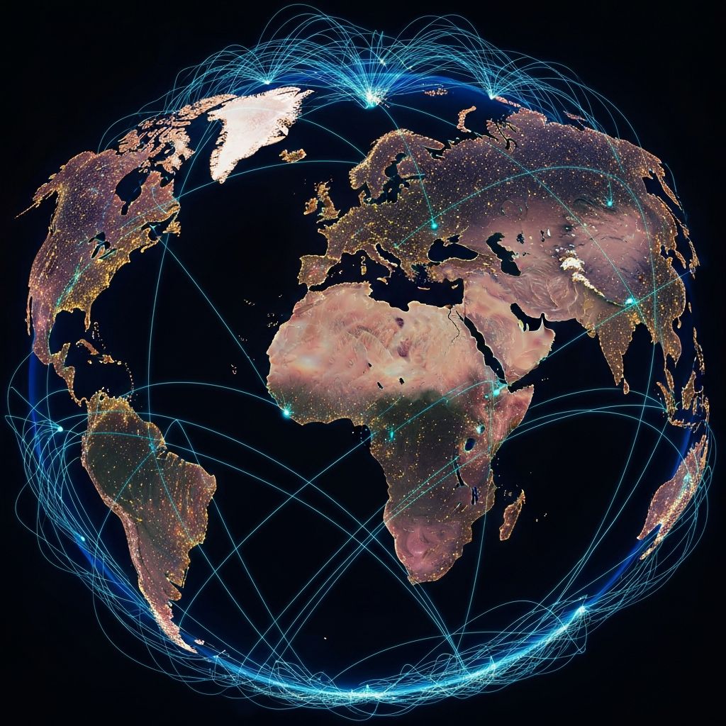 Global connectivity network around the world